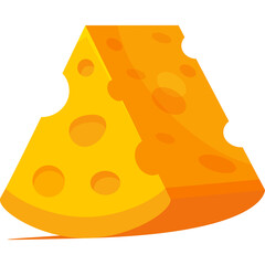 A Yellow Cheese Wedge With Holes A Delicious Dairy Food Item Isolated On A Transparent Background With Sharp Edges And A Textured Surface