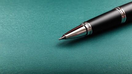 Elegant pen resting on a blue surface representing automated legal assistant with clean interface and design