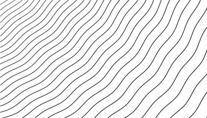 Abstract seamless wavy line pattern background, minimal black and white geometric curve design for modern wallpaper or textile decoration