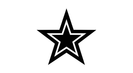 Fototapeta premium Bold black and white star graphic on a clean background, symbolizing success and achievement.