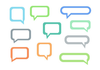 Fototapeta premium Colorful speech bubbles various shapes sizes arranged haphazardly