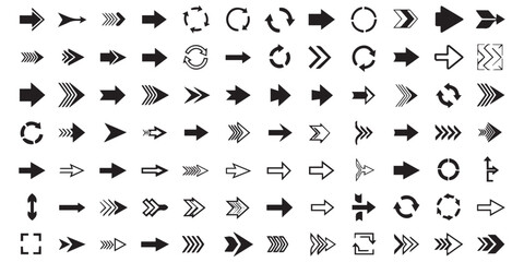 Collection of diverse arrow shapes and designs for navigation and directional guidance vector