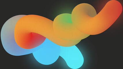 Abstract grainy background with glowing colorful twisted lines and retro film effect background design with noise texture.