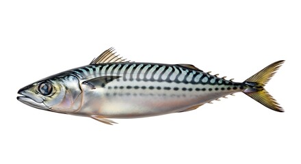 Fototapeta premium Side view of a mackerel fish against white background