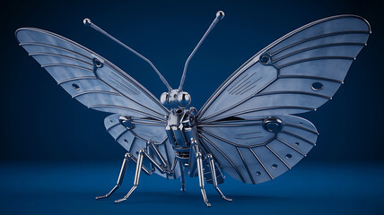 Intricate mechanical butterfly sculpture artfully crafted with metallic details