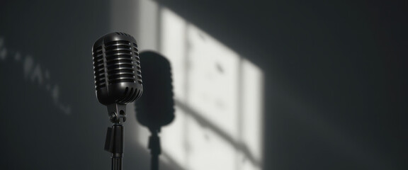 Dynamic live music performance with vintage microphone urban studio photography artistic environment close-up view
