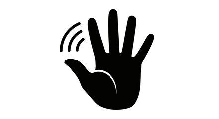 Obraz premium Friendly hand waving hello with signal waves on white background