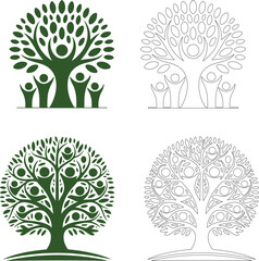Abstract Family Tree Vector Illustration Symbolic Genealogy and Heritage Design Concept on White Background