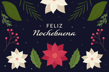 background illustration for feliz Nochebuena in flat style