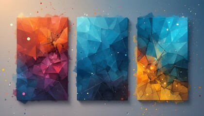 Modern Minimal Abstract Covers Set with Colorful Geometric Shapes and Creative Design"