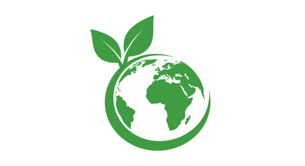 Obraz premium Illustration of green earth with leaves isolated on white background
