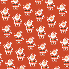 Christmas seamless pattern with happy Santa Claus