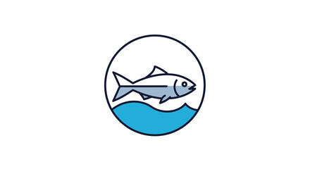 Obraz premium Fish swimming in water circle icon.