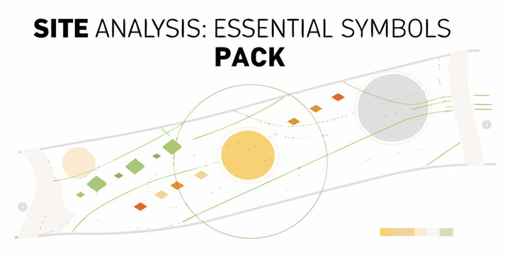 Site analysis essential symbols pack for architectural and urban planning projects