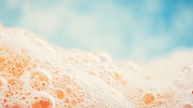 Bubbles rise in a glass of beer, creating a lively foam topping. The image captures a refreshing drink, ideal for warm days or social gatherings