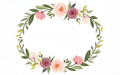 beautiful floral wreath wedding invitation card template. High quality