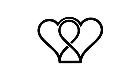 Intertwined hearts symbolizing connection and eternal love, a simple and elegant graphic.