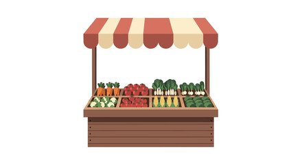 Obraz premium Vegetable stand with fresh produce illustration.