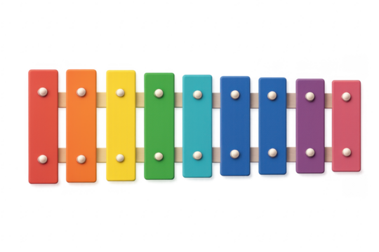 Colorful xylophone toy with rainbow bars, music instrument