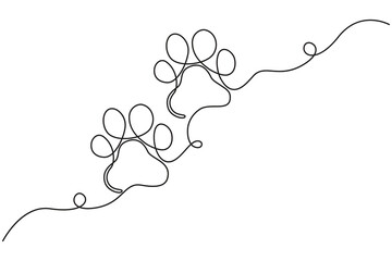 Continuous line illustration of puppy paw print and heart © Moshiur