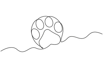Minimalist dog paw print continuous line art with heart design