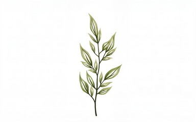 Fototapeta premium Floral branch and minimalist flowers for logo or tattoo. Hand drawn line wedding herb, elegant leaves for invitation save the date card. Botanical rustic trendy greenery. High quality