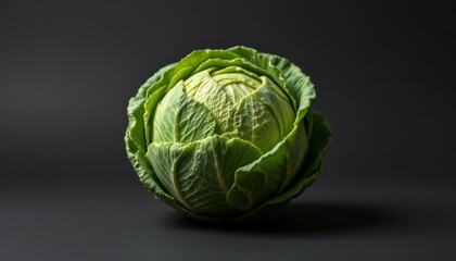 Fresh Green Cabbage on Dark Background