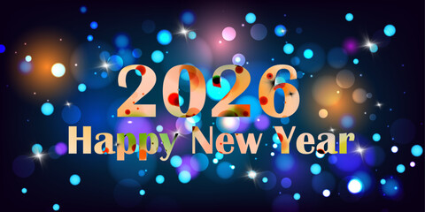 happy new year 2026 with bokeh sparkle background