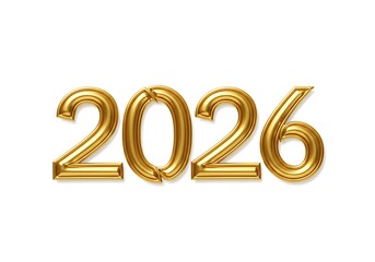 Gold 2026 year numeral design isolated on white background