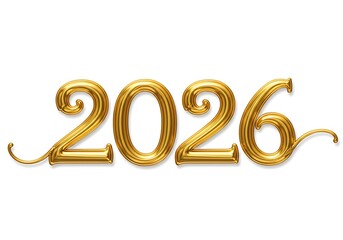 Golden 2026 text illustration on white background for announcements