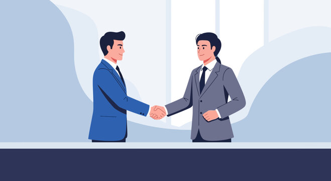 Business Partners Shaking Hands to Seal Deal and Establishing Successful Cooperation