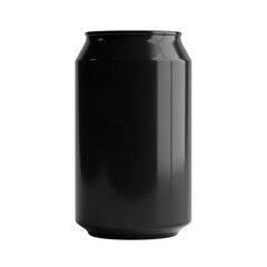 Matte black soda can isolated on transparent background.