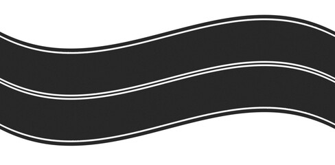 Curved asphalt road with white lane markings