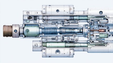 Detailed Mechanical Illustration of Industrial Machinery Component