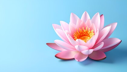 pink lotus flower onblue background with copy space