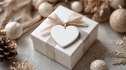 Cozy Winter Gift Box with a Heart Tag / 居心地の良い冬のギフトボックス