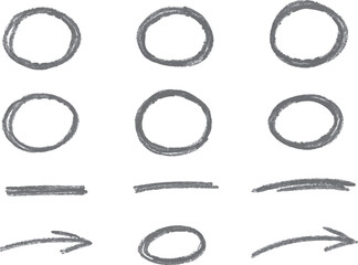 Hand Drawn Circles and Arrows – Pencil Sketch Elements, Underline, Marker Highlight, Rough Doodle, Abstract Vector Design