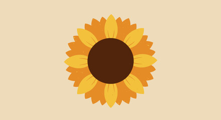 Stylized Sunflower Illustration with Warm Color Palette.