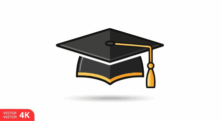 Academic Achievement Simple Icon of a Graduation Cap and Tassel on a White Background