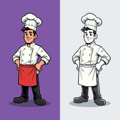 Smiling Cartoon Chef Character in Uniform