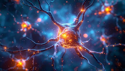 Futuristic neural network with glowing synaptic activity.