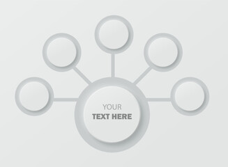 Vector illustration. Neomorphism style infographics in white color circles.
