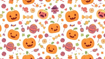 Fototapeta premium Cute Pumpkin and Ghost Backgrounds