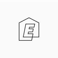 letter e house home mortgage real estate living logo vector icon illustration
