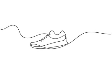 Sport shoe continuous one line art drawing minimalist footwear vector illustration