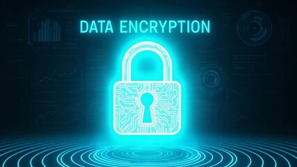 A visually striking representation of data encryption, featuring a glowing padlock symbolizing digital security and privacy. - Powered by Adobe