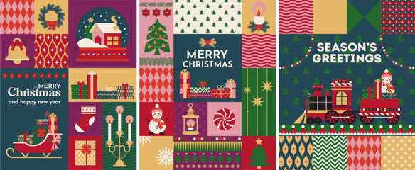 Retro Christmas Train Illustration vector