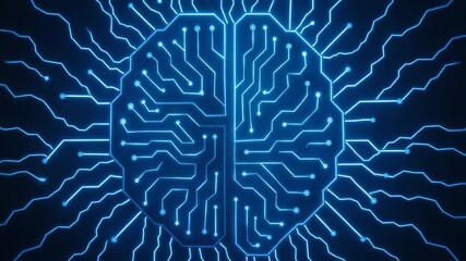 A vivid representation of a digital brain, showcasing intricate circuit designs and glowing connections, symbolizing AI innovation. - Powered by Adobe