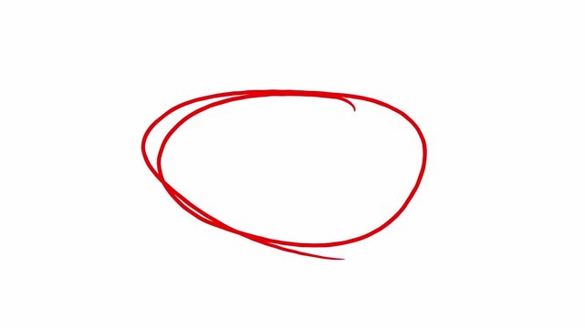 Irregular hand-drawn circle animation with playful red stroke, transparent background, 4K quality, perfect for explainer, doodle, and educational videos.