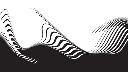 Abstract flow lines background . Fluid wavy shape .Striped linear pattern . Music sound wave . Vector illustration

